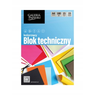 Blok techniczny A4 kolorowy 15ark.180g., Bloki, Zeszyty i bloki