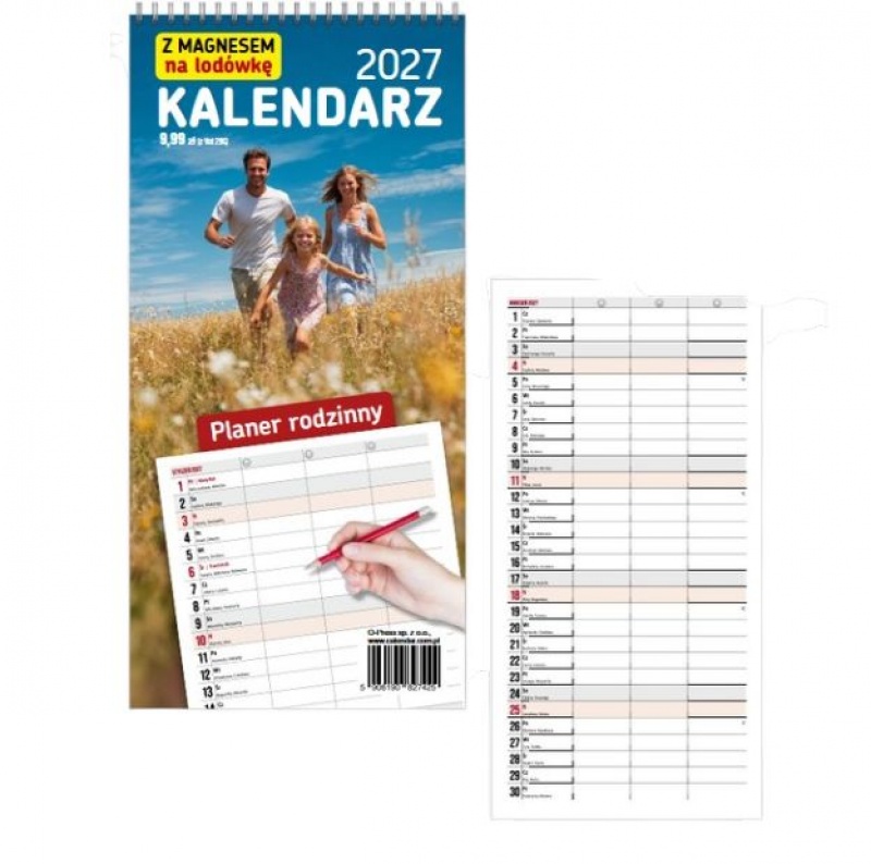 Kalendarz Planer Rodzinny z magnesem 2027, Ścienne, Kalendarze