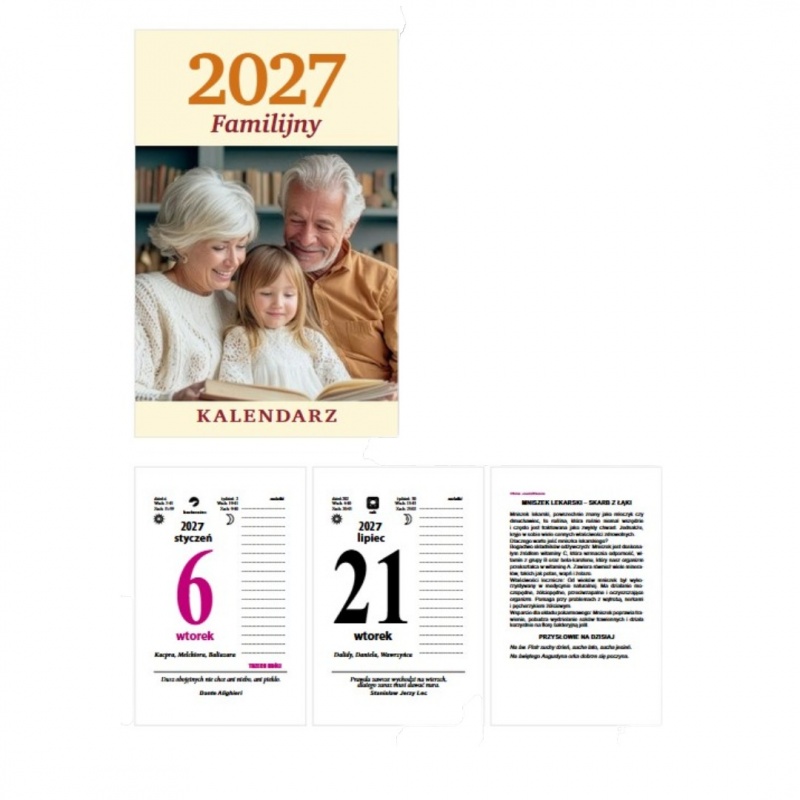 Kalendarz zdzierak A6 Familijny 2027, Ścienne, Kalendarze