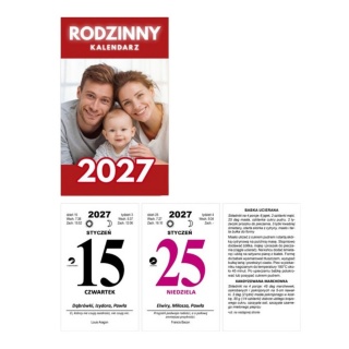 Kalendarz zdzierak B7 Rodzinny 2027, Ścienne, Kalendarze