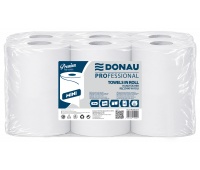 Ręcznik w roli celulozowy DONAU PROFESSIONAL Mini, 2-warstwowy, 240 listk&oacute;w, 6szt., biały, Ręczniki papierowe i dozowniki, Artykuły higieniczne i dozowniki