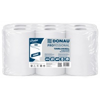 Ręcznik w roli celulozowy DONAU PROFESSIONAL Mini, 2-warstwowy, 240 listk&oacute;w, 6szt., biały, Ręczniki papierowe i dozowniki, Artykuły higieniczne i dozowniki