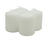 Ribbed pillar candle DONAU HOME Standard, 60x80mm, 4 pcs., white