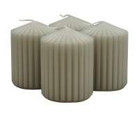 Ribbed pillar candle DONAU HOME Standard, 60x80mm, 4 pcs., light grey