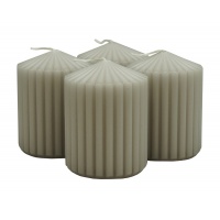Świeca słupek ryflowana DONAU HOME Standard, 60x80mm, 4 szt., jasnoszara, Świece, Wyposażenie biura