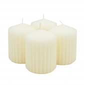 Ribbed pillar candle DONAU HOME Standard, 60x80mm, 4 pcs., cream