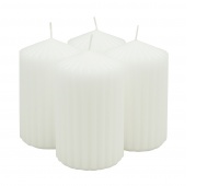 Ribbed pillar candle DONAU HOME Standard, 60x100mm, 4 pcs., white