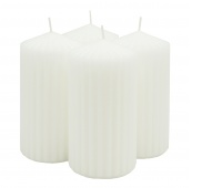 Ribbed pillar candle DONAU HOME Standard, 60x120mm, 4 pcs., white