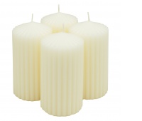 Ribbed pillar candle DONAU HOME Standard, 60x120mm, 4 pcs., cream