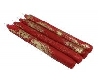 Table candle DONAU HOME Aura, 22x240mm, 4 pcs., red
