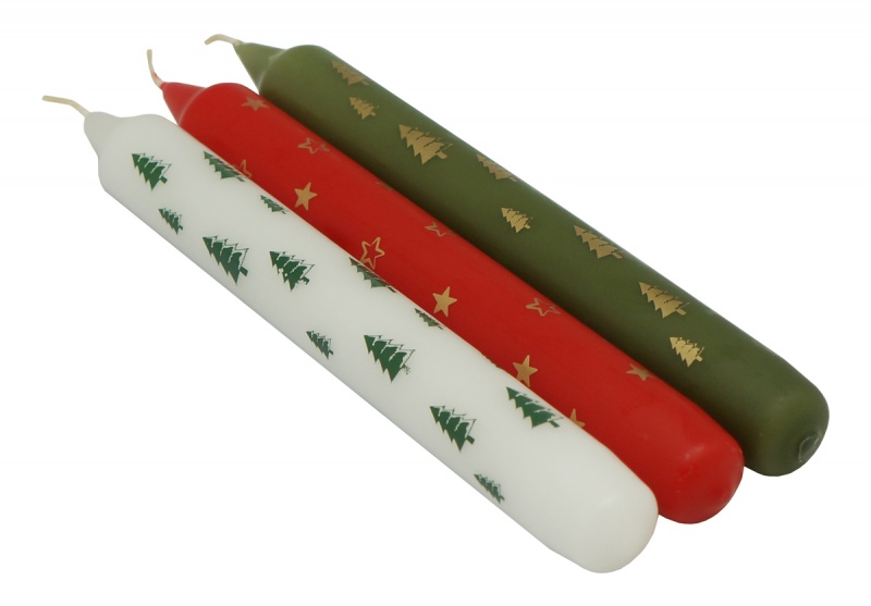Table candle DONAU HOME X-Mas, 22x175mm, 3 pcs., assorted patterns/colors