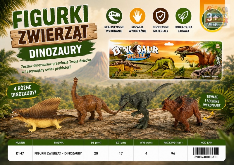 FIGURKI ZWIERZĄT - DINOZAURY K147 IMP, Zabawki