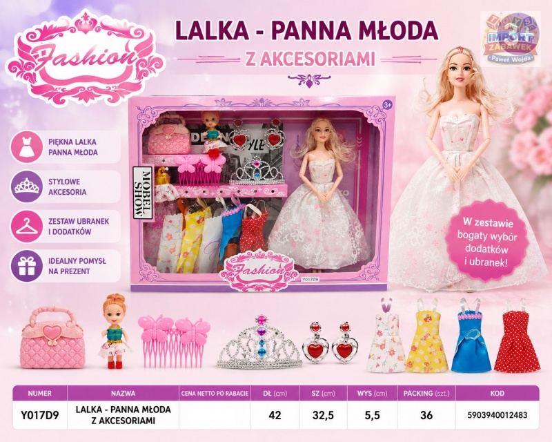 LALKA - PANNA MŁODA Z AKCESORIAMI, Lalki, Zabawki