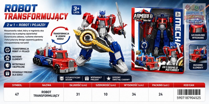 ROBOT TRANSFORMUJĄCY, Dla chłopca, Zabawki