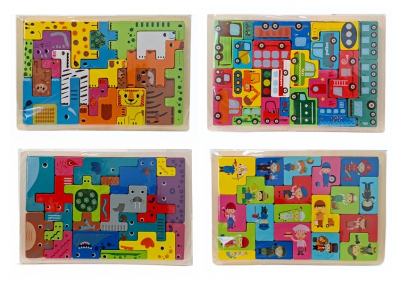 UKŁADANKA DREWNIANA, Drewniane, Zabawki