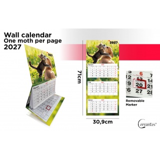 KALENDARZ TR&Oacute;JDZIELNY ZWIERZAKI 2027, Ścienne, Kalendarze
