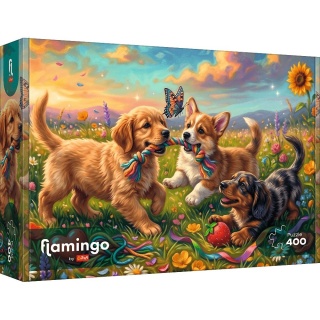 Puzzle 400 - Flamingo by Trefl - Szczenięce figle, Puzzle