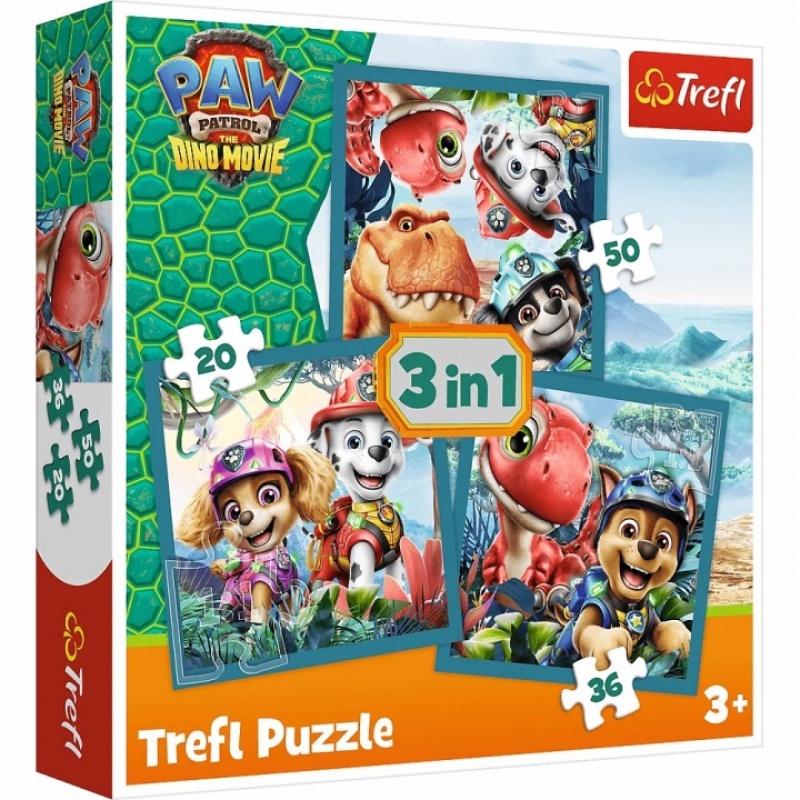 PUZZLE "3w1 - Paw Patrol i wyspa dinozaur&oacute;w", 3w1, Puzzle