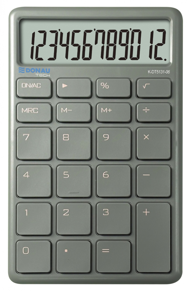 Kalkulator biurowy DONAU TECH, 12-cyfr. wyświetlacz, funkcja pierw., wym. 137x84 mm, zielony, Kalkulatory, Urządzenia i maszyny biurowe