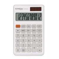 Kalkulator biurowy DONAU TECH, 12-cyfr. wyświetlacz, funkcja pierw., GT, wym. 137x84 mm, biały, Kalkulatory, Urządzenia i maszyny biurowe