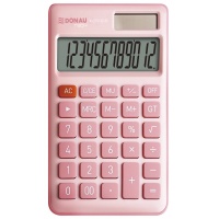 Kalkulator biurowy DONAU TECH, 12-cyfr. wyświetlacz, funkcja pierw., GT, wym. 137x84 mm, r&oacute;żowy, Kalkulatory, Urządzenia i maszyny biurowe