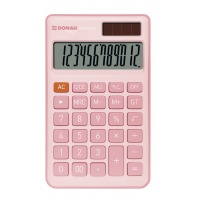 Kalkulator biurowy DONAU TECH, 12-cyfr. wyświetlacz, funkcja pierw., GT, wym. 137x84 mm, r&oacute;żowy, Kalkulatory, Urządzenia i maszyny biurowe