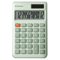 Kalkulator biurowy DONAU TECH, 12-cyfr. wyświetlacz, funkcja pierw., GT, wym. 137x84 mm, zielony, Kalkulatory, Urządzenia i maszyny biurowe