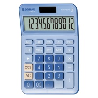 Kalkulator biurowy DONAU TECH, 12-cyfr. wyświetlacz, funkcja pierw., GT, wym. 175x126 mm, niebieski, Kalkulatory, Urządzenia i maszyny biurowe