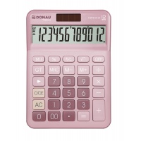 Kalkulator biurowy DONAU TECH, 12-cyfr. wyświetlacz, funkcja pierw., GT, wym. 175x126 mm, r&oacute;żowy, Kalkulatory, Urządzenia i maszyny biurowe
