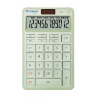Kalkulator biurowy DONAU TECH, 12-cyfr. wyświetlacz, funkcja pierw., GT, wym. 166x104 mm, zielony, Kalkulatory, Urządzenia i maszyny biurowe