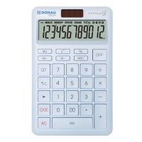 Kalkulator biurowy DONAU TECH, 12-cyfr. wyświetlacz, funkcja pierw., GT, wym. 166x104 mm, błękitny, Kalkulatory, Urządzenia i maszyny biurowe