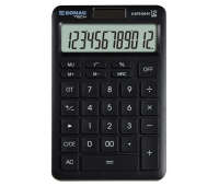 Office calculator DONAU TECH, 12-digit display, square root function, GT, dim. 166x104 mm, black