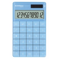 Kalkulator biurowy DONAU TECH, 12-cyfr. wyświetlacz, funkcja pierw., GT, wym. 166x100 mm, niebieski, Kalkulatory, Urządzenia i maszyny biurowe
