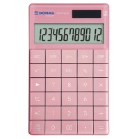 Kalkulator biurowy DONAU TECH, 12-cyfr. wyświetlacz, funkcja pierw., GT, wym. 166x100 mm, r&oacute;żowy, Kalkulatory, Urządzenia i maszyny biurowe