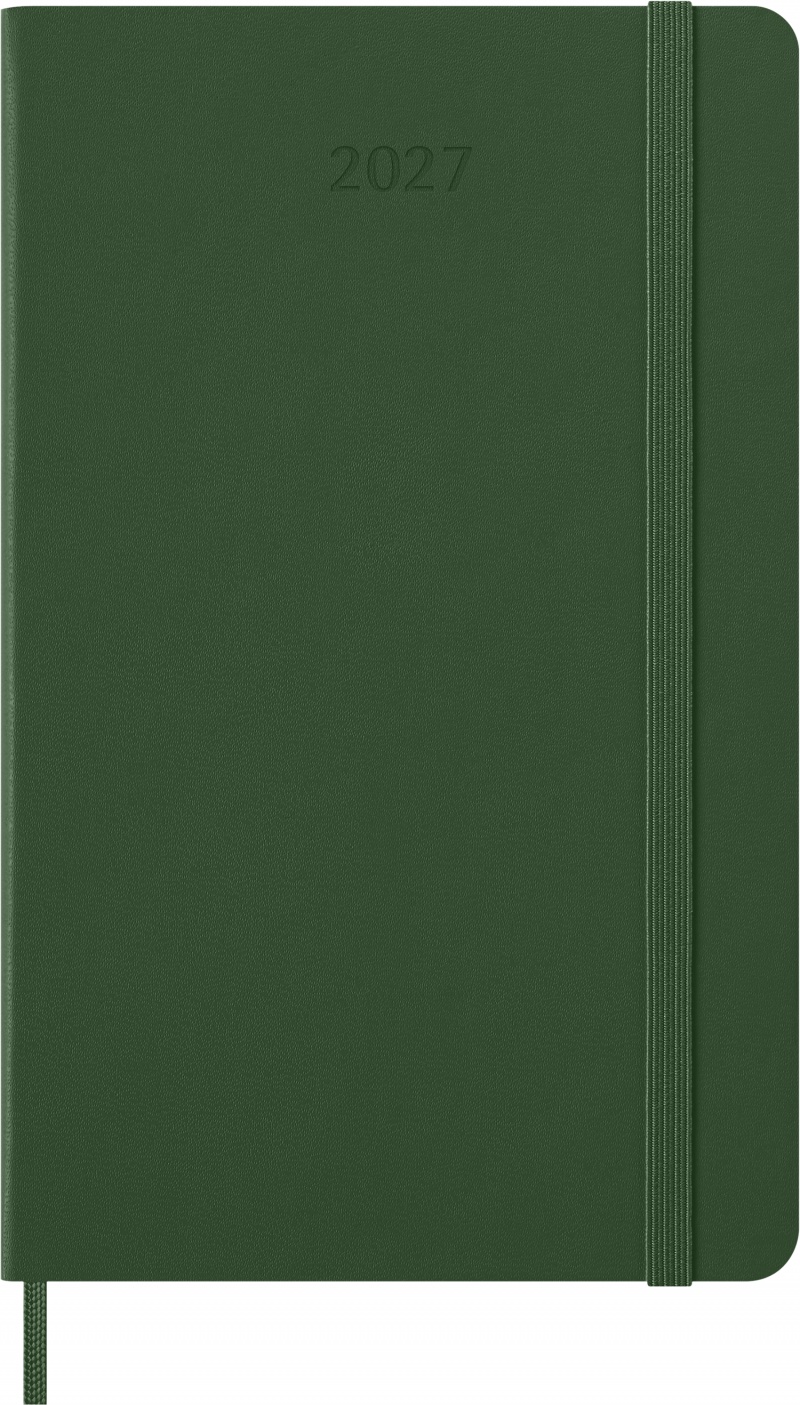 Kalendarz dzienny MOLESKINE 2027, 12M, L, 13x21cm, twarda oprawa, myrtle green, Kalendarze, Zeszyty i bloki