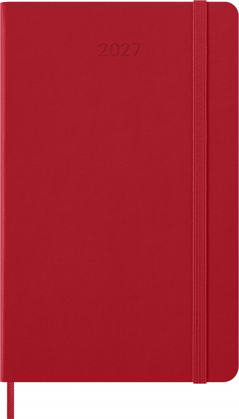 Kalendarz dzienny MOLESKINE 2027, 12M, L, 13x21cm, twarda oprawa, scarlet red, Kalendarze, Zeszyty i bloki