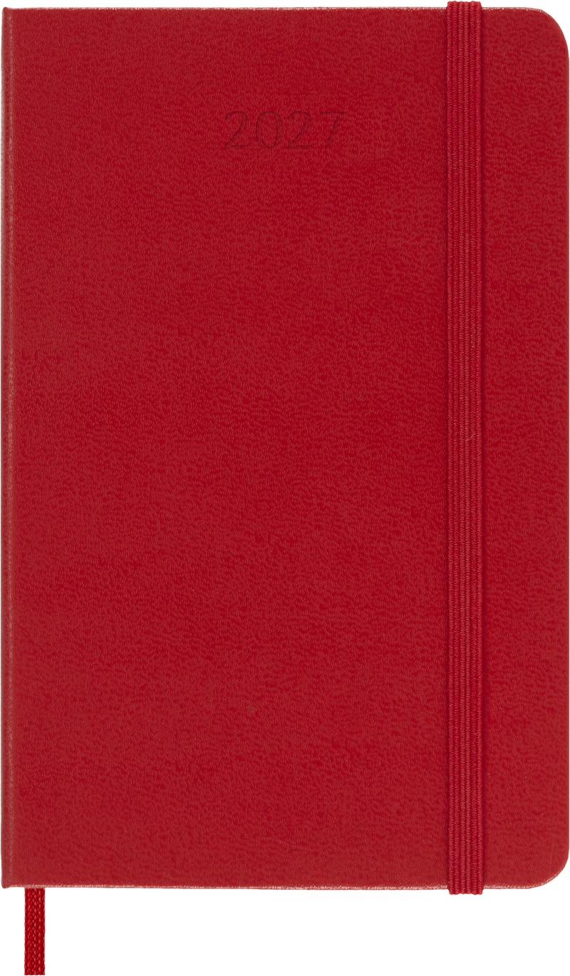 Kalendarz dzienny MOLESKINE 2027, 12M, P, 9x14cm, twarda oprawa, scarlet red, Kalendarze, Zeszyty i bloki