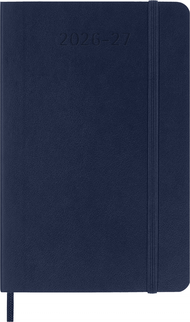 Kalendarz tygodniowy MOLESKINE 2026/27, 18M, P, 9x14cm, miękka oprawa, sapphire blue, Kalendarze, Zeszyty i bloki