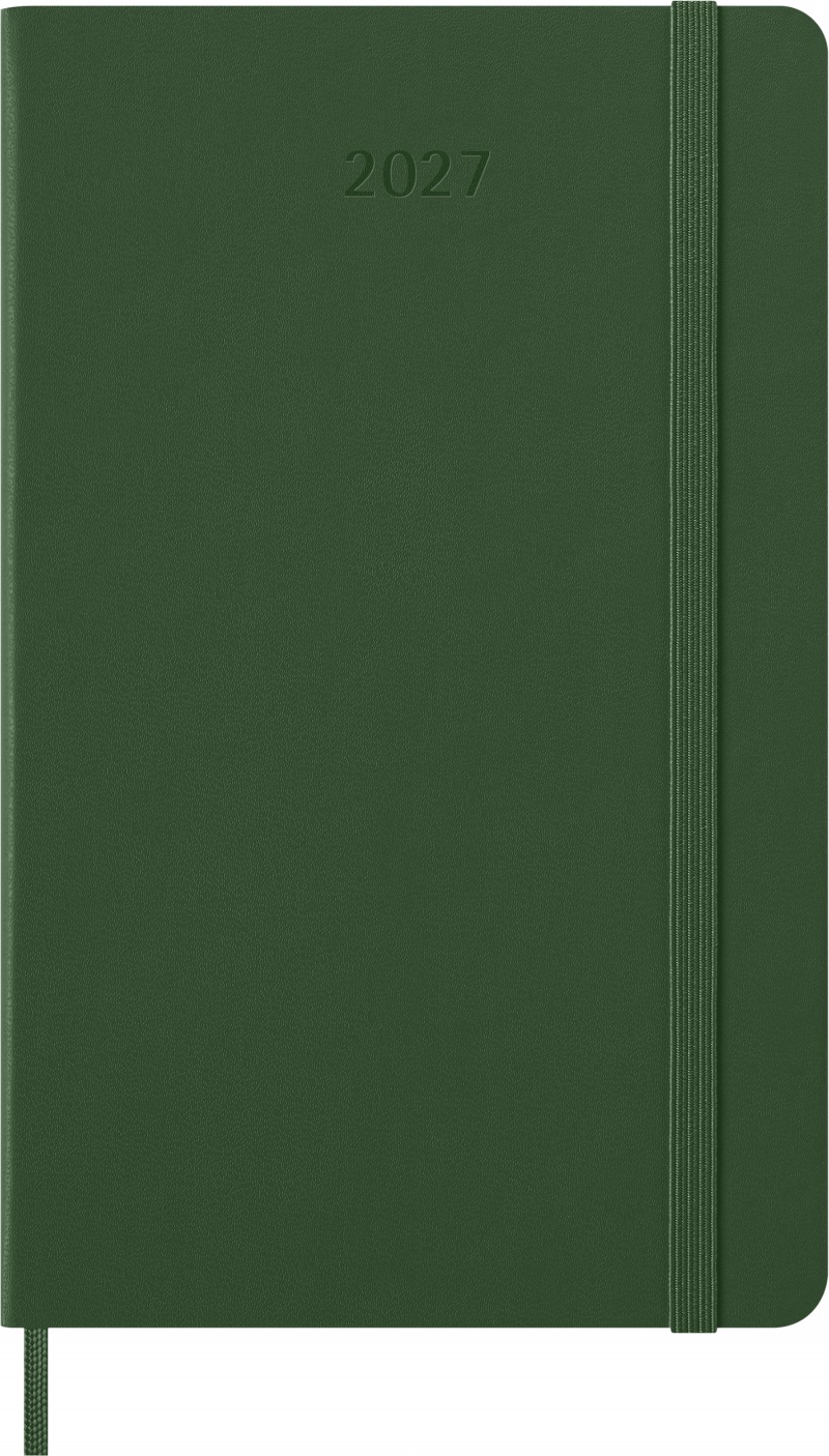 Kalendarz tygodniowy MOLESKINE 2027, 12M, L, 13x21cm, twarda oprawa, myrtle green, Kalendarze, Zeszyty i bloki