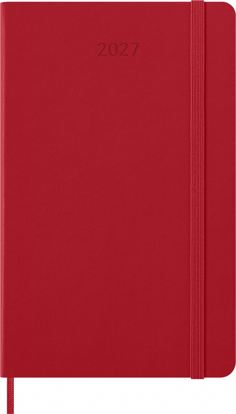 Kalendarz tygodniowy MOLESKINE 2027, 12M, L, 13x21cm, twarda oprawa, scarlet red, Kalendarze, Zeszyty i bloki