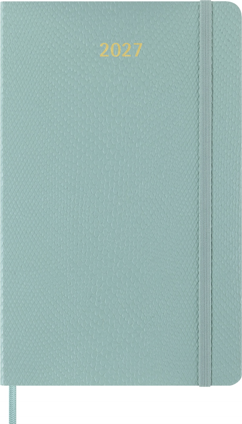 Kalendarz tygodniowy MOLESKINE 2027, 12M, L, 13x21cm, edycja limitowana, syntetyczna sk&oacute;ra węża, box, sage Green, Kalendarze, Zeszyty i bloki