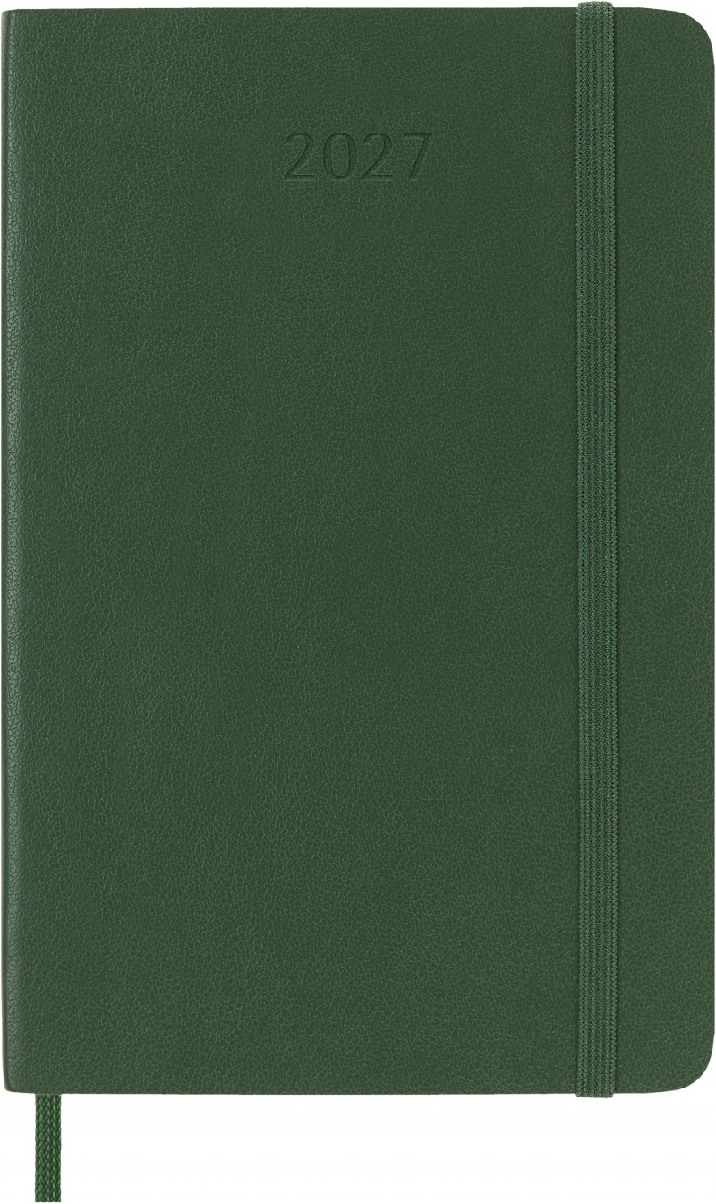 Kalendarz tygodniowy MOLESKINE 2027, 12M, P, 9x14cm, miękka oprawa, myrtle green, Kalendarze, Zeszyty i bloki