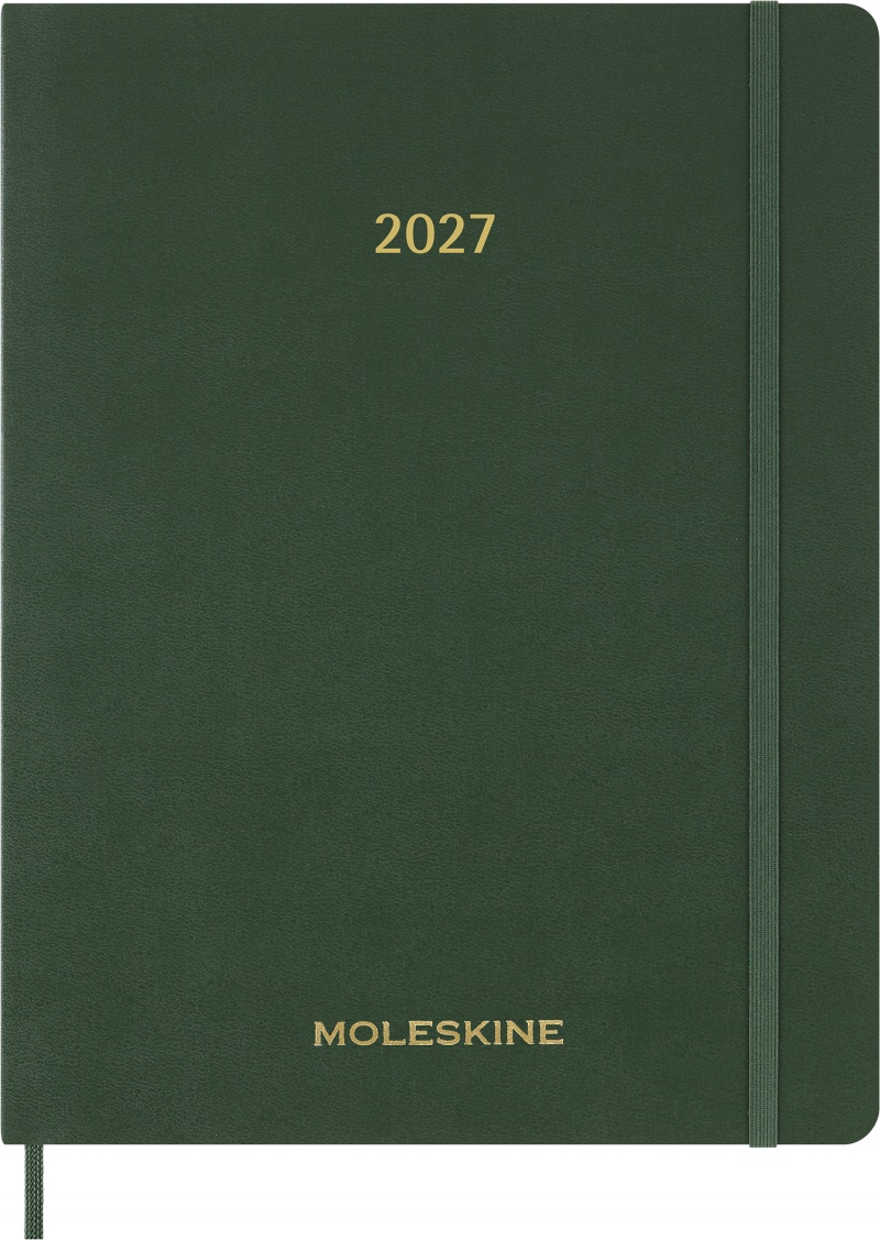 Kalendarz tygodniowy wertykalny MOLESKINE 2027, 13M, XXL, 23,5x38cm, miękka oprawa, myrtle green, Kalendarze, Zeszyty i bloki