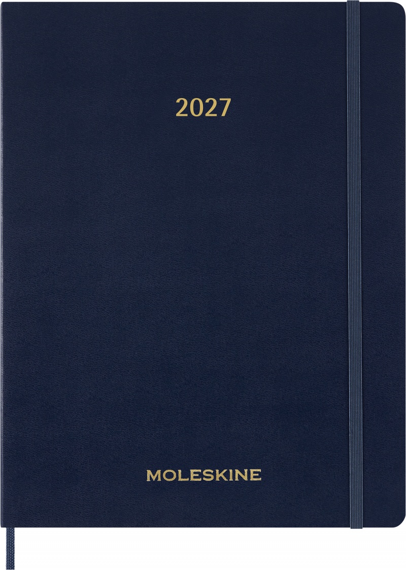 Kalendarz tygodniowy wertykalny MOLESKINE 2027, 13M, XXL, 23,5x28cm, miękka oprawa, sapphire blue, Kalendarze, Zeszyty i bloki