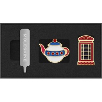 Zestaw 2 przypinek MOLESKINE Kraje, UK, Teapot & Phone box