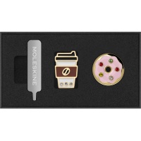 Zestaw 2 przypinek MOLESKINE Kraje, US East Coast, Coffee Cup & Doughnut
