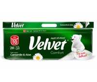 Papier toaletowy VELVET Comfort Camomile & Aloe, 3-warstwowy, 10 szt., 200 listk&oacute;w, biały, Papiery toaletowe i dozowniki, Artykuły higieniczne i dozowniki