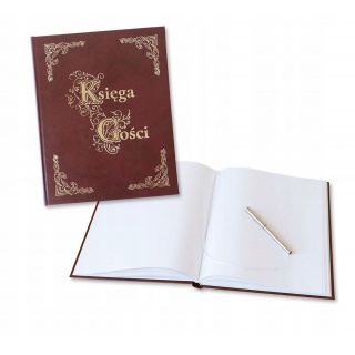 KSIĘGA GOŚCI ZŁOCONA 255x320 100K.BRĄZOWA, Kroniki, Galanteria papiernicza