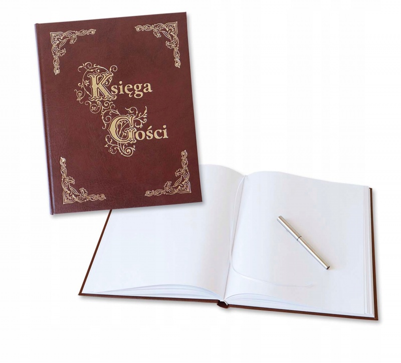 KSIĘGA GOŚCI ZŁOCONA 255x320 100K.BRĄZOWA, Kroniki, Galanteria papiernicza