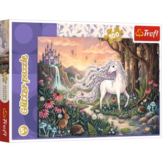 PUZZLE 100 Glitter - Tęczowy blask jednorożca, 100 element&oacute;w, Puzzle
